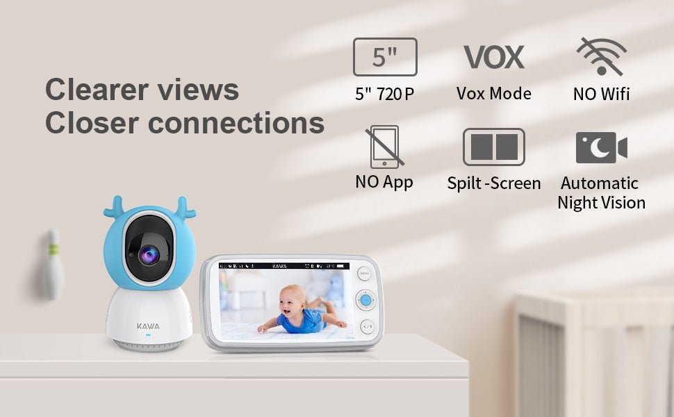 KAWA 5" Baby Monitor and Camera 720P HD (S6)