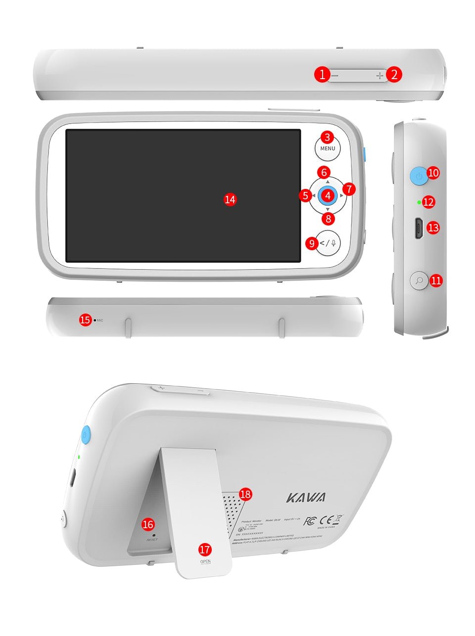 KAWA 5" Baby Monitor and Camera 720P HD (S6)