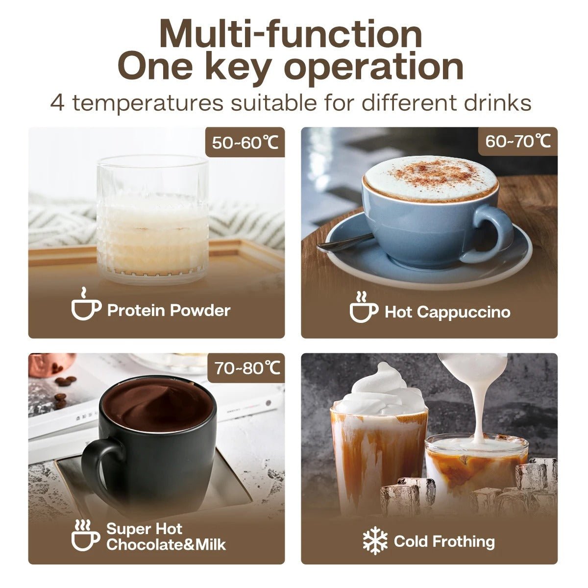 4 - in - 1 HiBREW Multi - Functional Automatic Milk Frother - Home Smartway