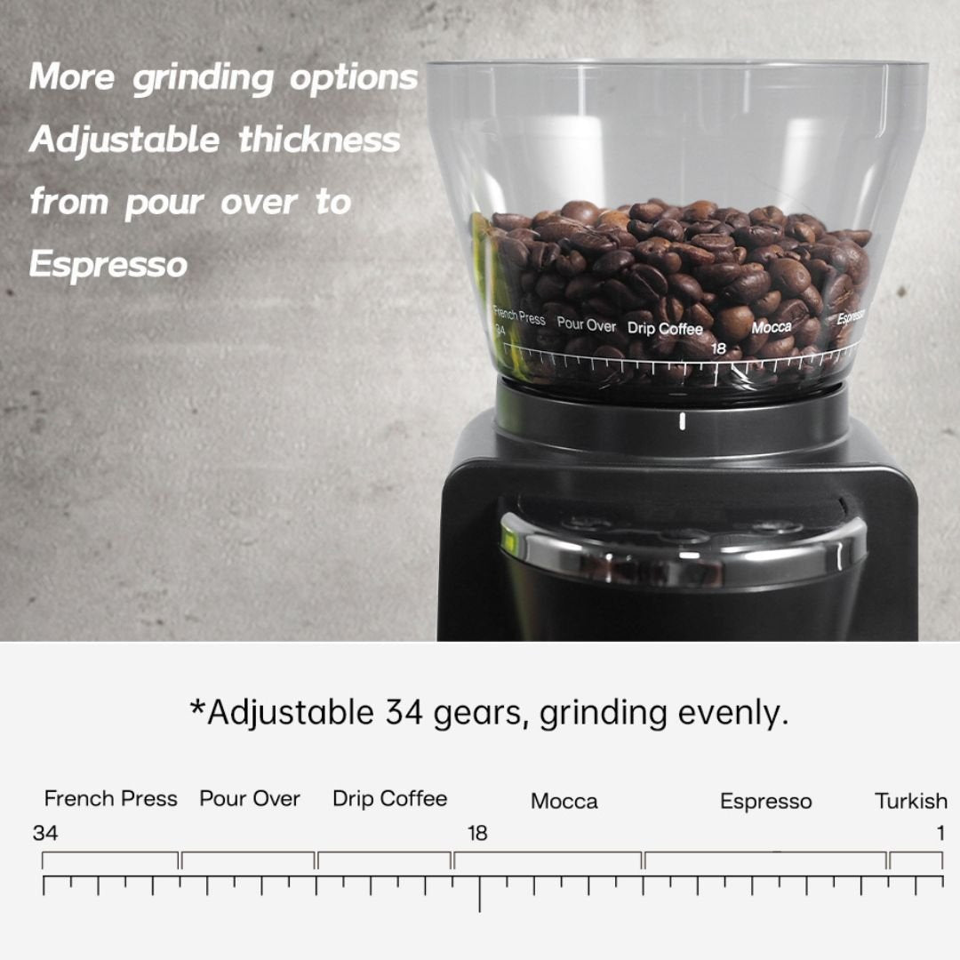 Automatic Burr Mill Electric Coffee Grinder 34 Gears - Home Smartway