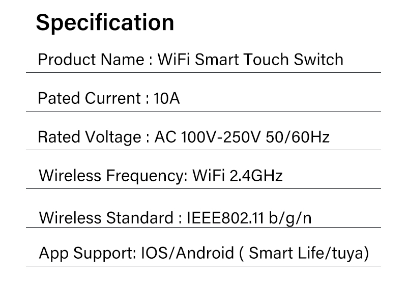 TouchSense WiFi Smart Wall Switch