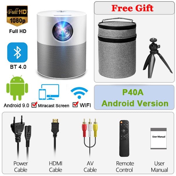4K SALANGE P40 LED Mini Projector Full HD Android Version P40A