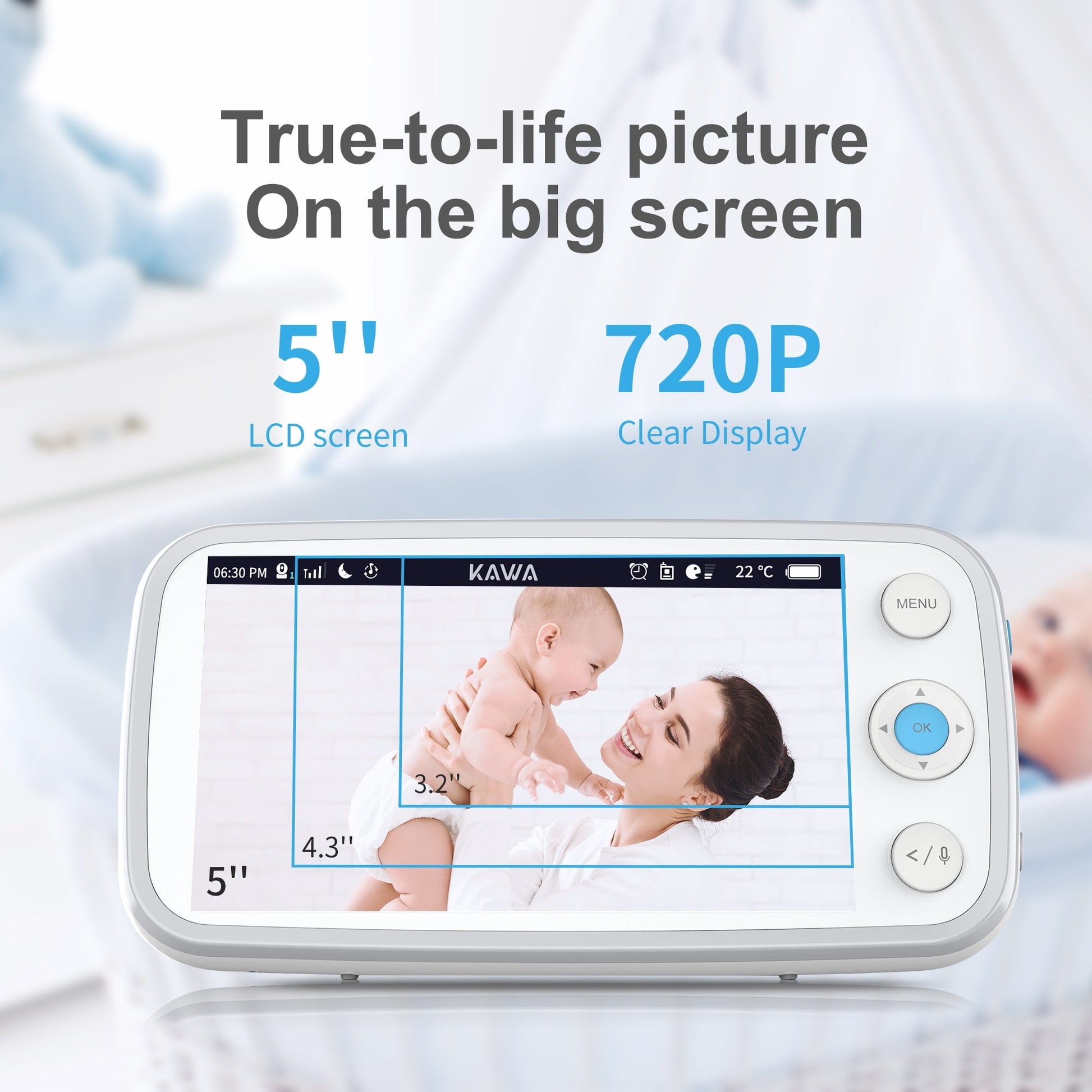 KAWA 5" Baby Monitor and Camera 720P HD (S6)