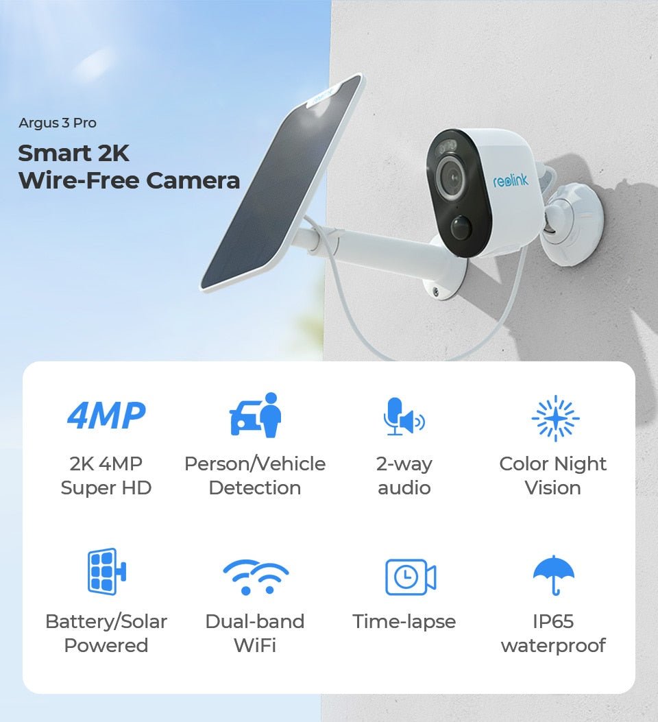 REOLINK Argus 3 Pro Smart Wire-Free 2K MP4 Camera with Motion Spotlight