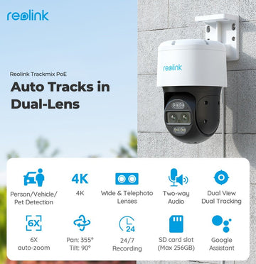 REOLINK TrackMix PoE & WiFi Dual Lens Security Camera 4K 8MP