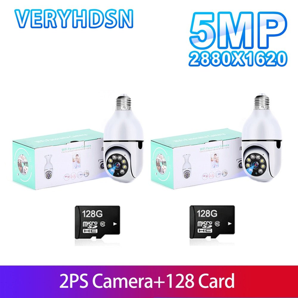 SmartCam 5MP PTZ E27 Light Bulb Surveillance Camera 2PCS 128G