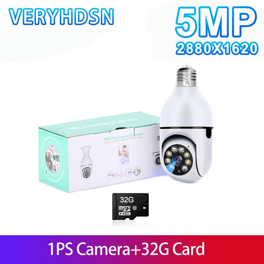 SmartCam 5MP PTZ E27 Light Bulb Surveillance Camera 1PCS 32G